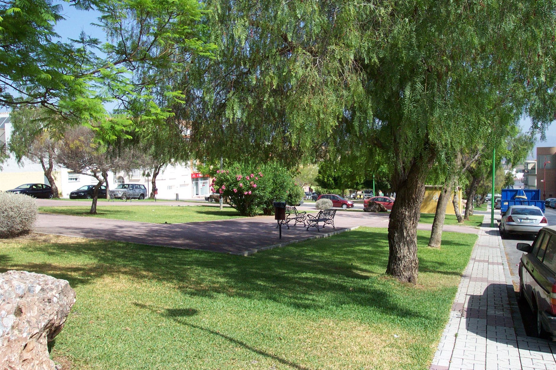 Shaded municipal park on Avenida del Limón, Alhaurín de la Torre, Málaga, Spain