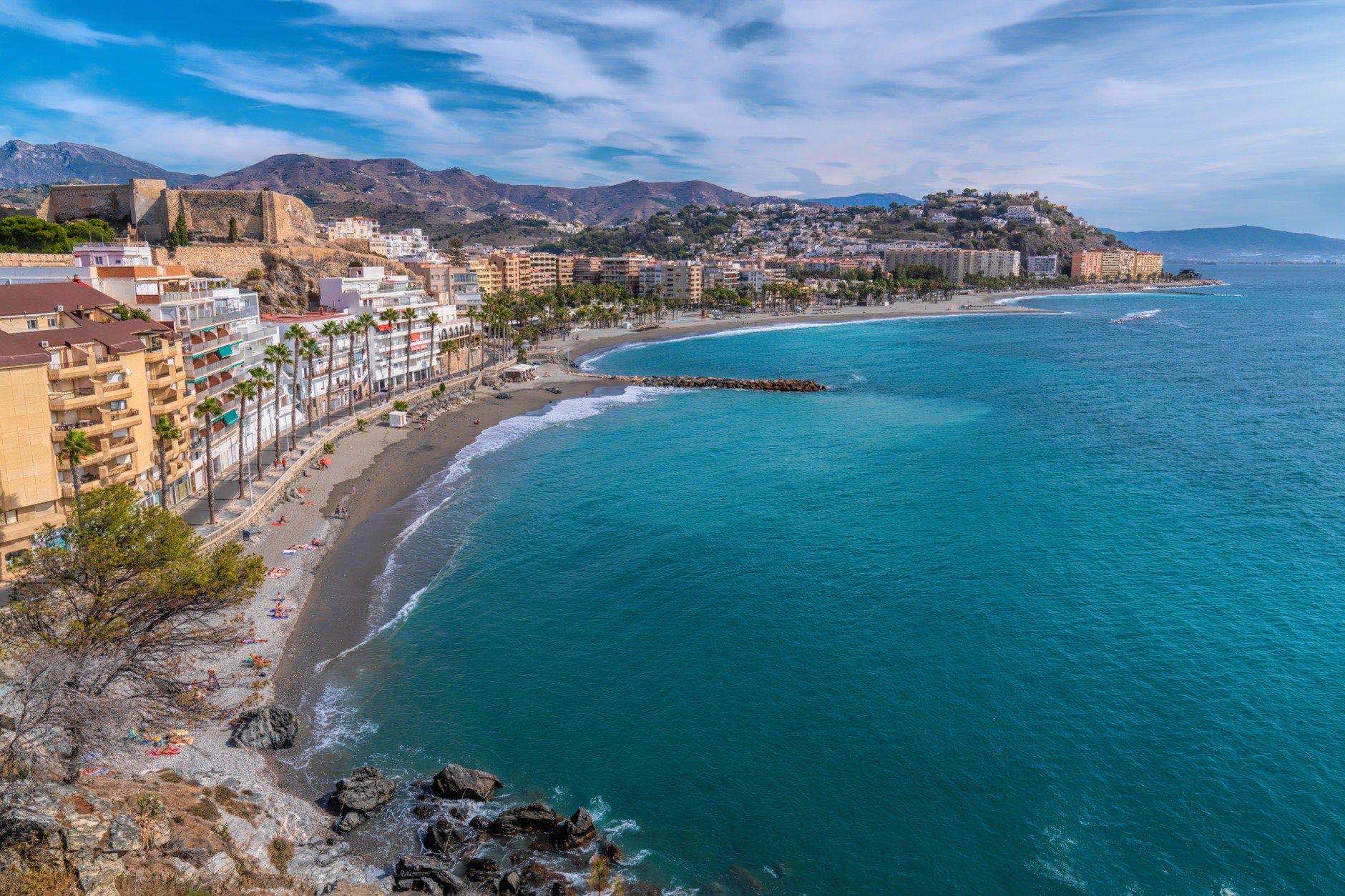 Almunecar Spain mirador view of La Herradura beach Costa del Sol city Andalusia