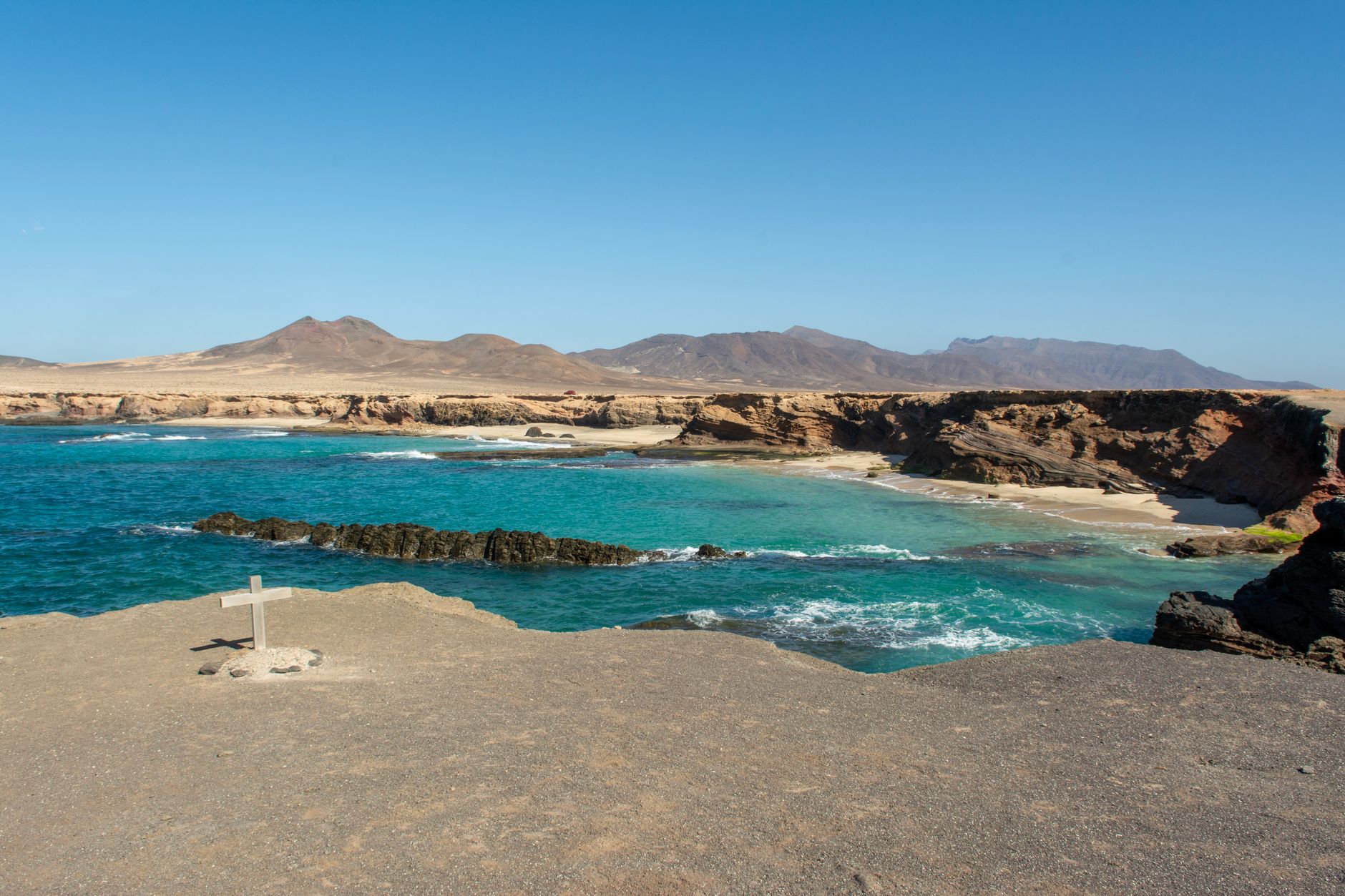 Antigua municipality, Fuerteventura, Canary Islands, Spain — view of Fuerteventura's rocky coast and turquoise ocean unde