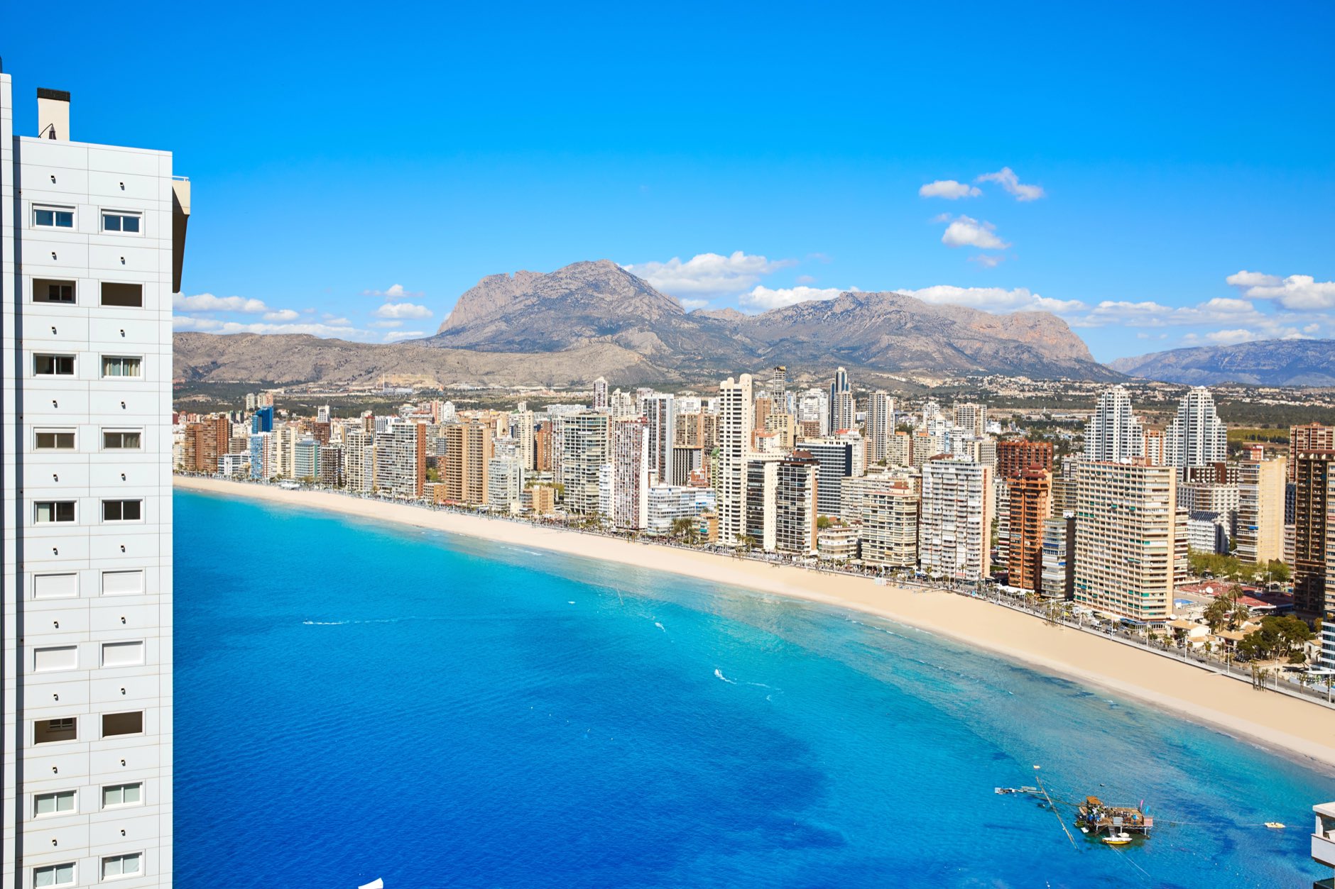 Benidorm levante beach aerial view in alicante spain