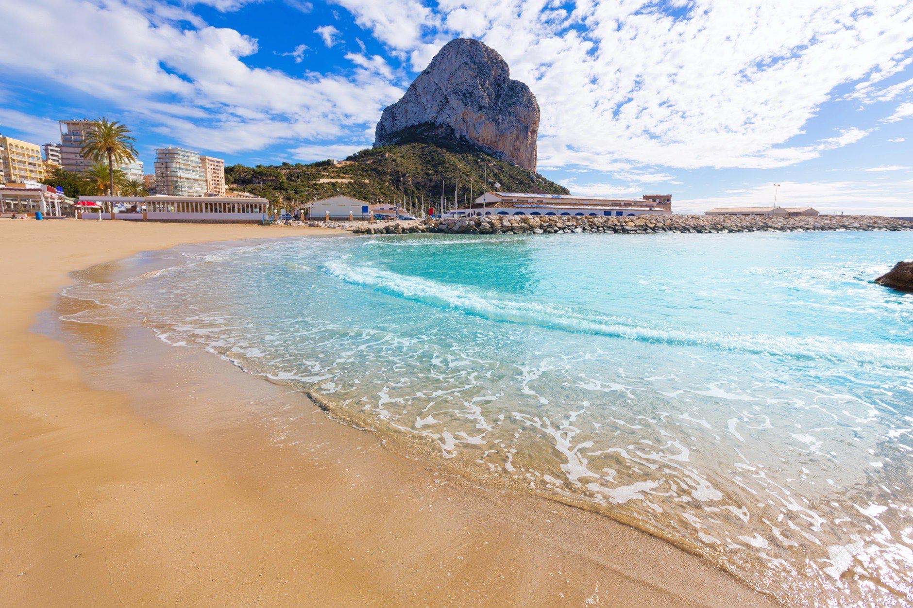 Calpe playa Cantal Roig beach near Penon de Ifach at Alicante spain