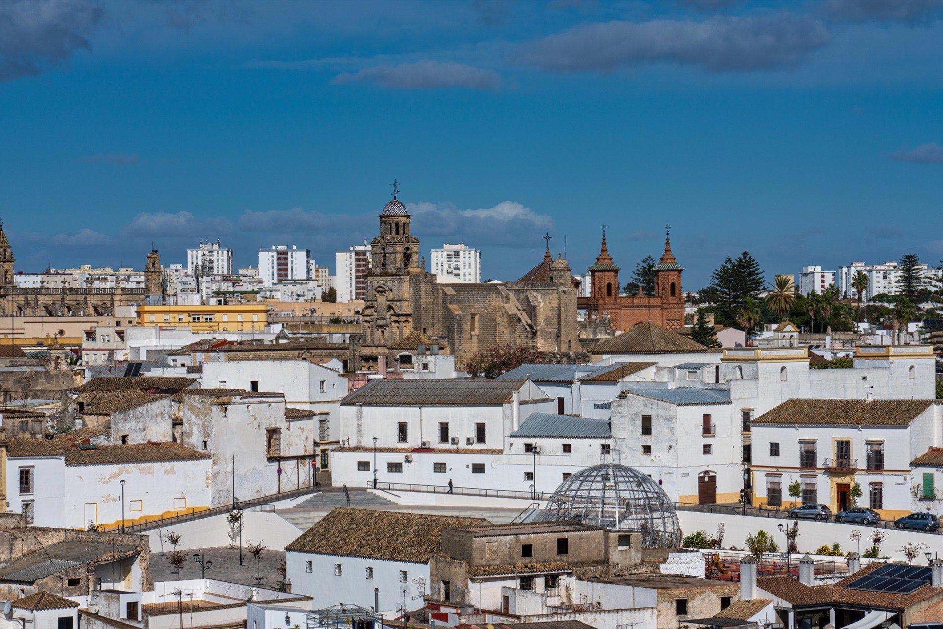 Skyline of historic city Jerez de la Frontera, Andalusia in Spain