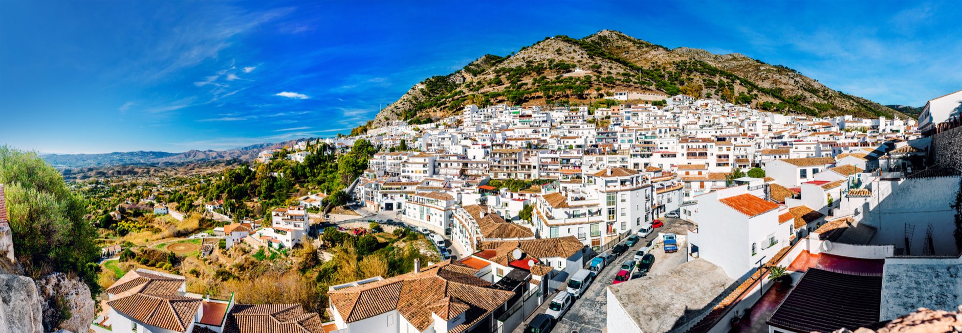 Panorama of white village of Mijas. Costa del Sol, Andalusia. Spain