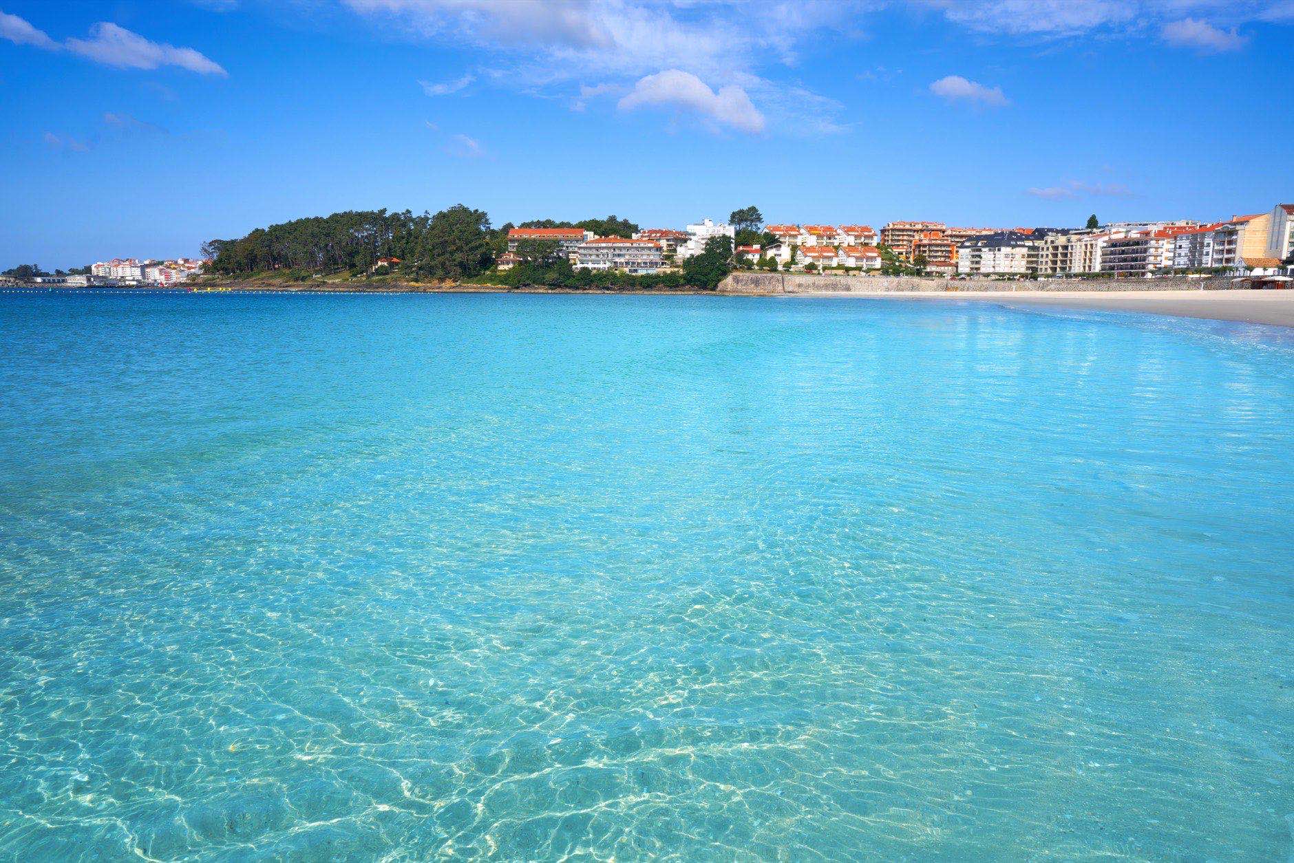 Sanxenxo also Sanjenjo Silgar beach in Pontevedra Galicia Spain