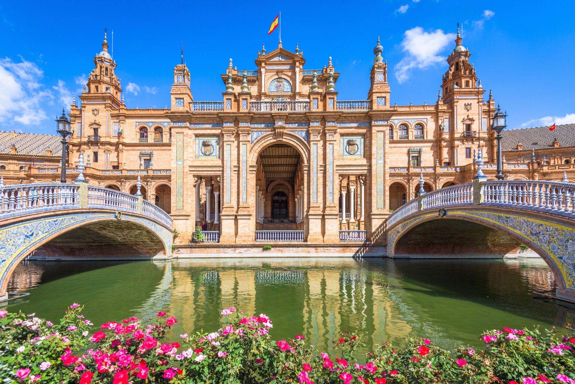 Seville, Spain at Spanish Square (Plaza de Espana).
