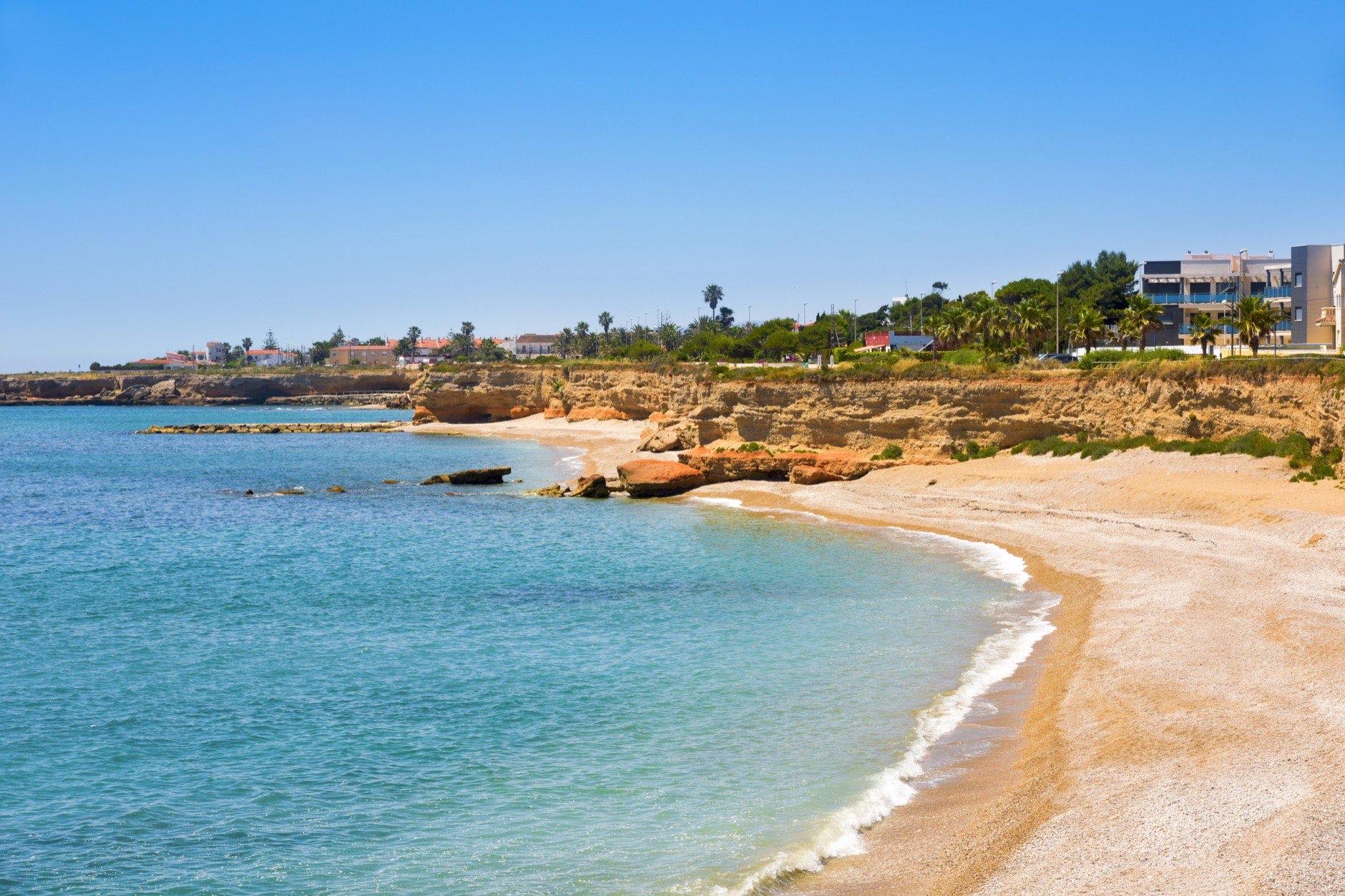 A view of some cliffy caves in Vinaros, in the Costa del Azahar, Spain